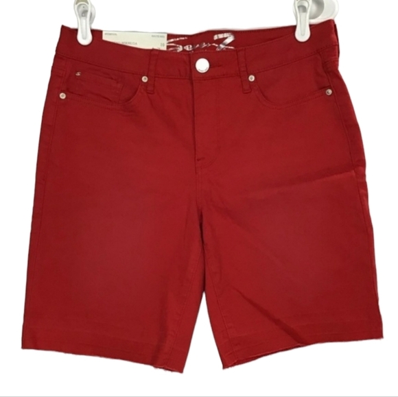Seven7 Pants - Seven7 Solid Red Weekend Bermuda Shorts